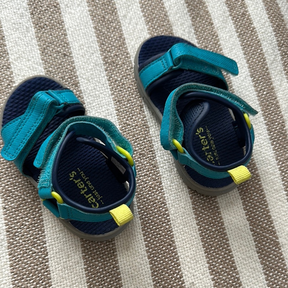 Carter's Sporty Blue and Yellow Sandals with Velcro Straps